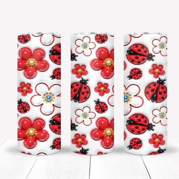 Ladybug Tumbler, Travel Mug, Birthday, Christmas Gift, Girls Gift, 3D Image - Picture 1 of 4